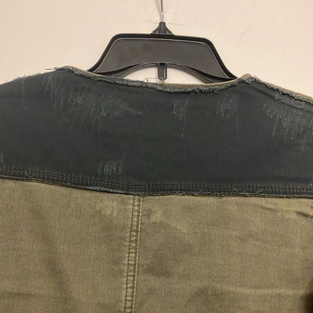 Free people cropped military style distressed jacket women’s olive green XS - Picture 6 of 10